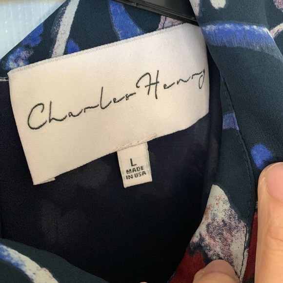 CHARLES HENRY Floral Halter Dress. Size L - Picture 4 of 7